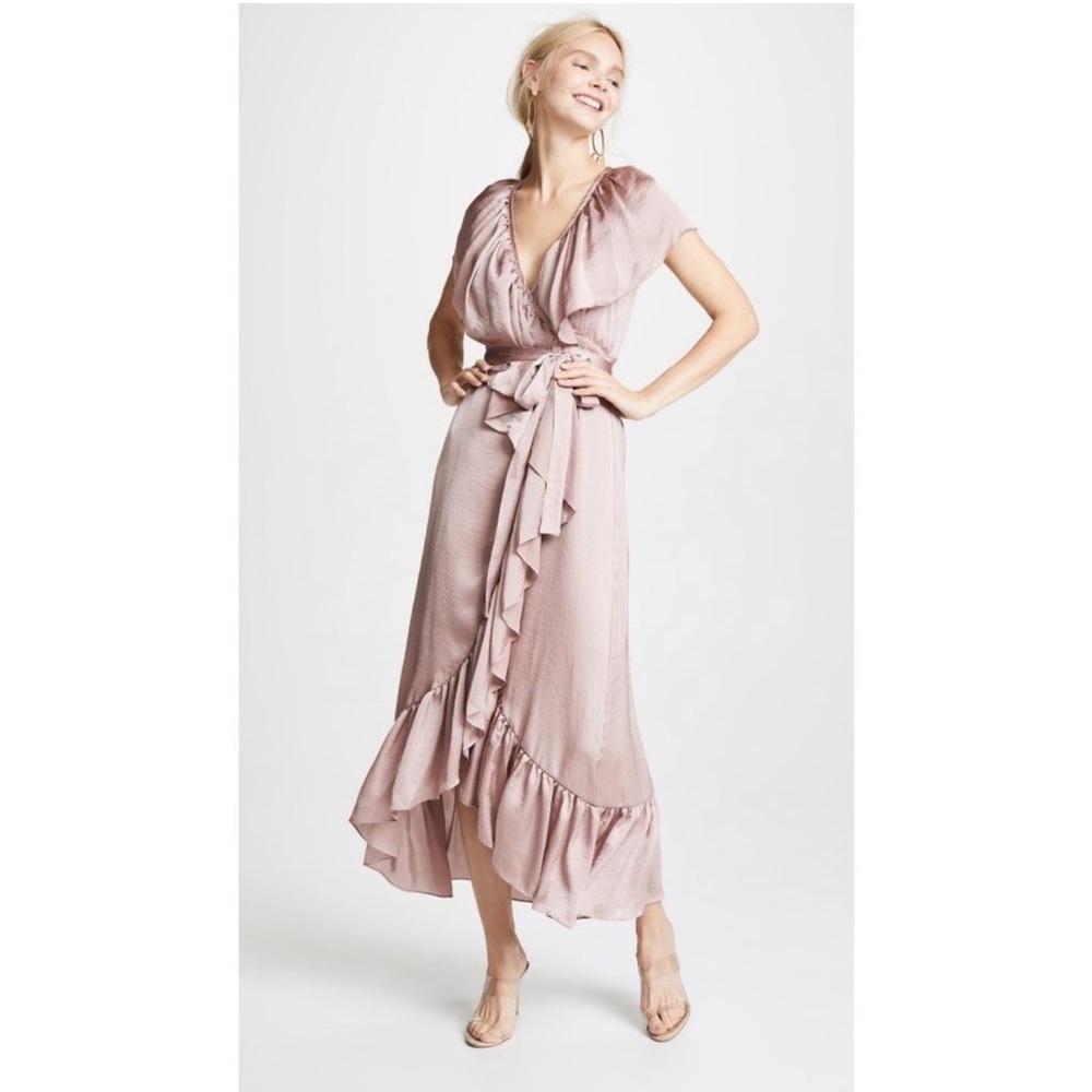 Misa Los Angeles Thesa Wrap Dress in Dusty Rose
